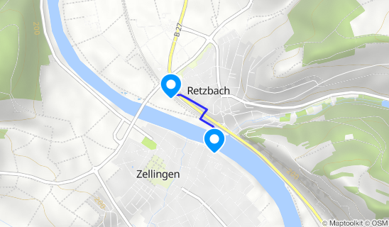 Kartenausschnitt Alte Mainbrücke Zellingen/Retzbach